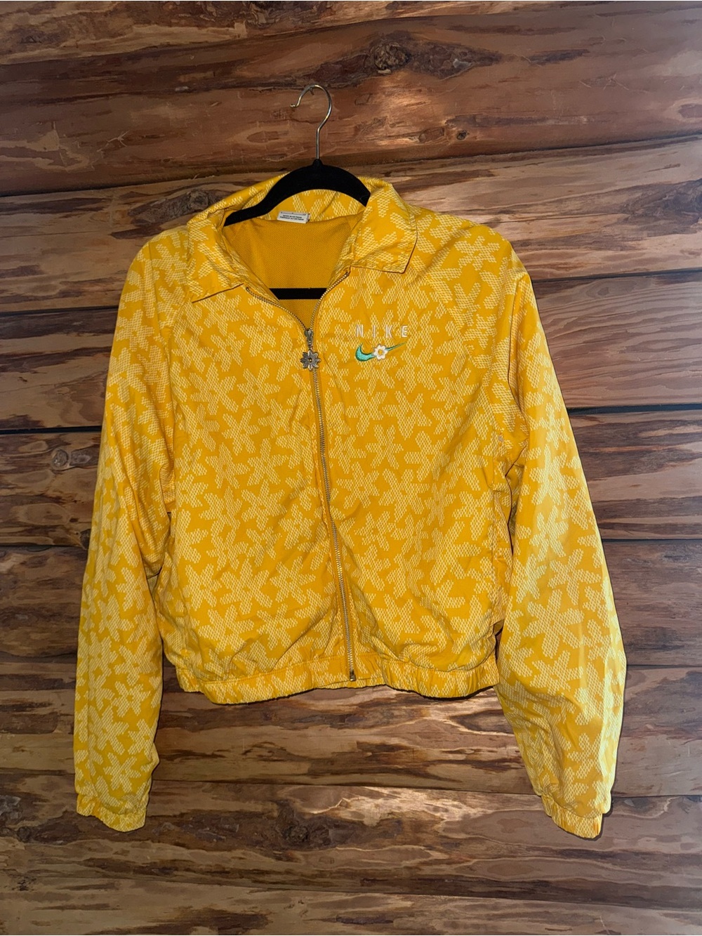 Nike Women’s Yellow Patterned Zip Bomber Jacket